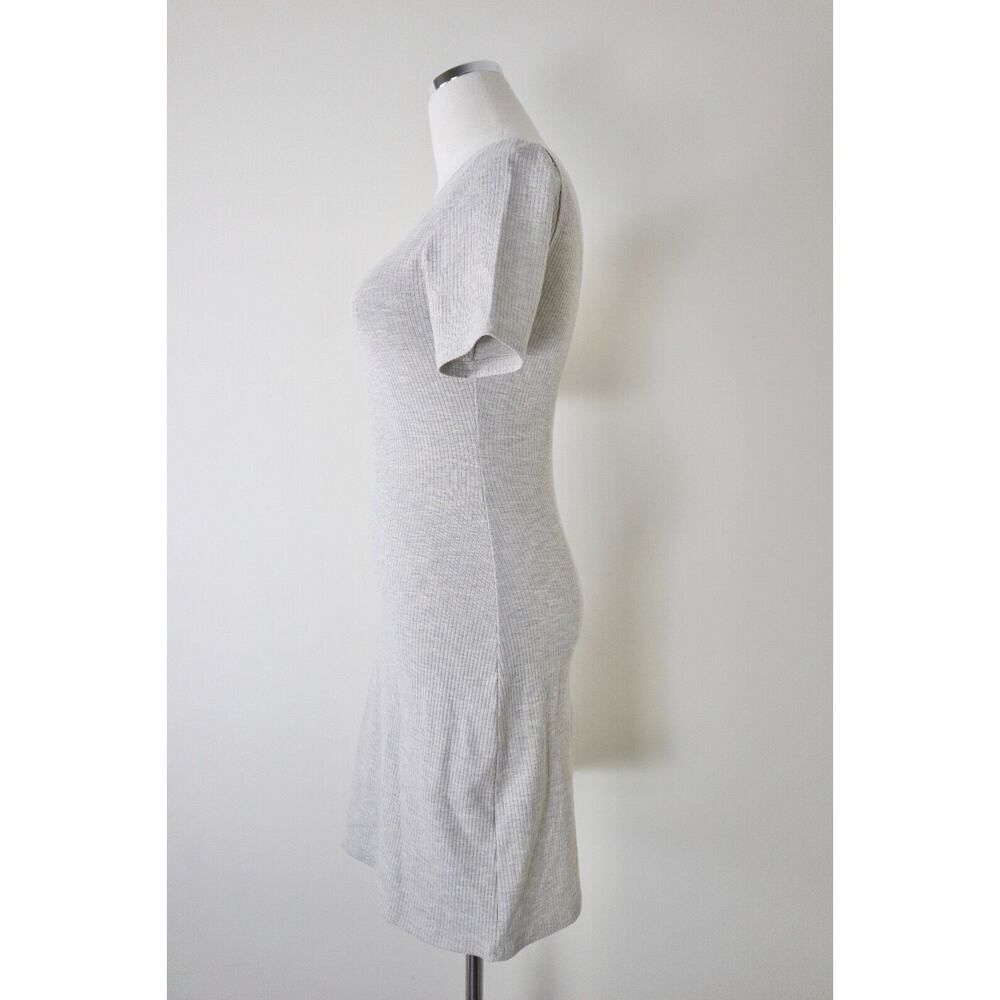 Reformation Size S Kendy Ribbed Short Sleeve Mini Dress Marble Gray Beige Heathe - Picture 7 of 13